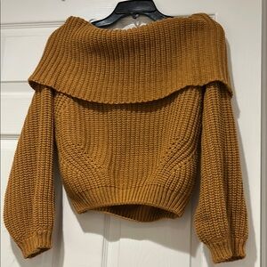 Lulus-Mustard Off-Shoulder Sweater